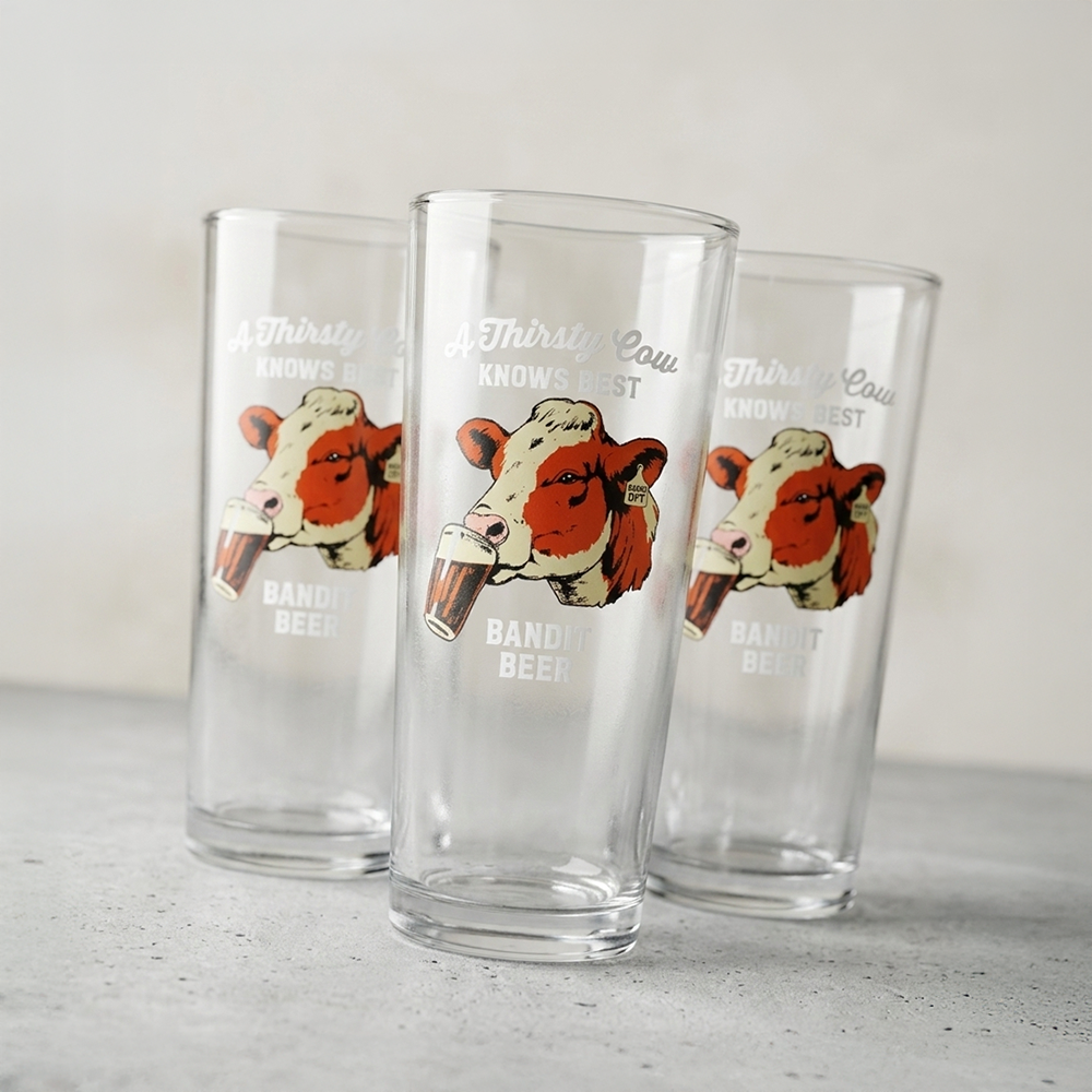 Bandit Beer - Thirsty Cow Pint Glasses
