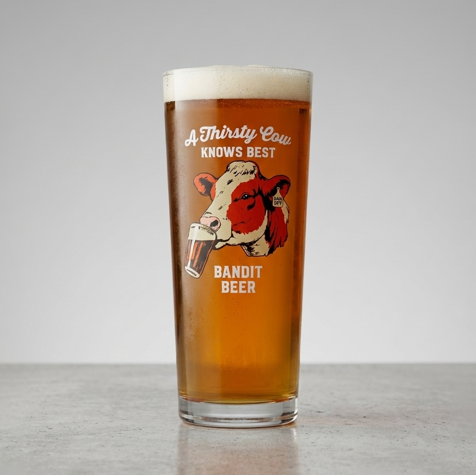 Bandit Beer - Thirsty Cow Pint Glasses