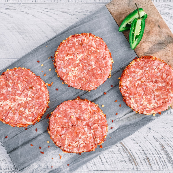 Beef Burgers with Chilli & Cheddar