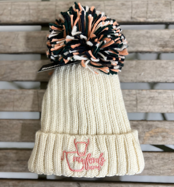 CrawfordsFarm Cream Bobble Hat