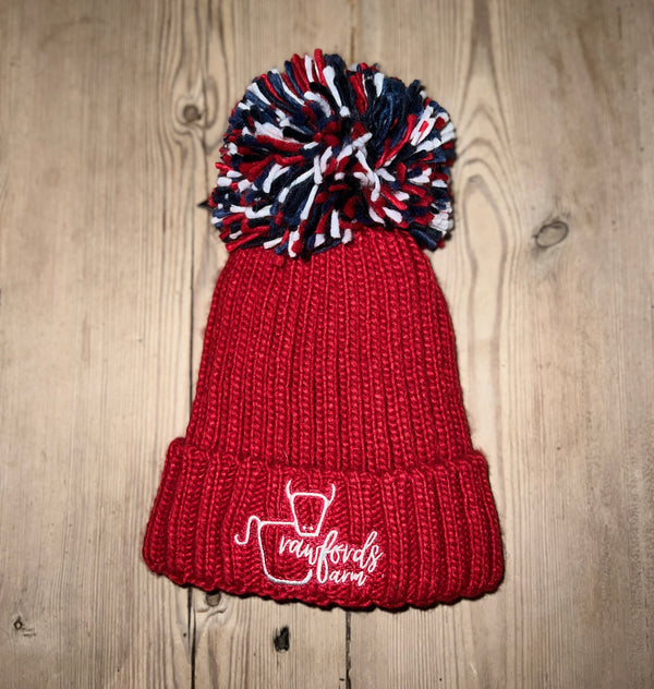 CrawfordsFarm Red Bobble Hat