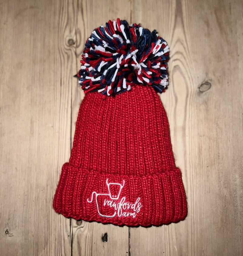 CrawfordsFarm Red Bobble Hat